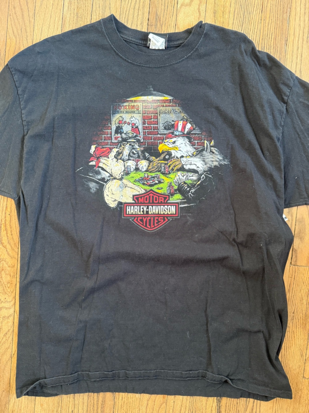 Harley-Davidson Black T with awesome vintage animal poker graphic RARE!